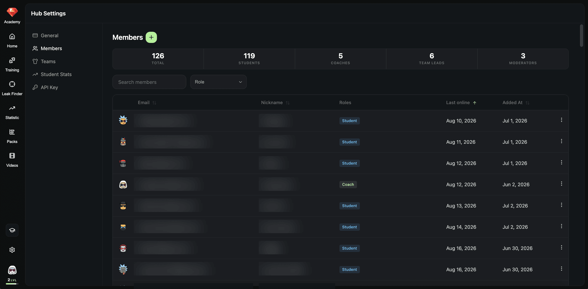 Coach hub — members, app screenshot